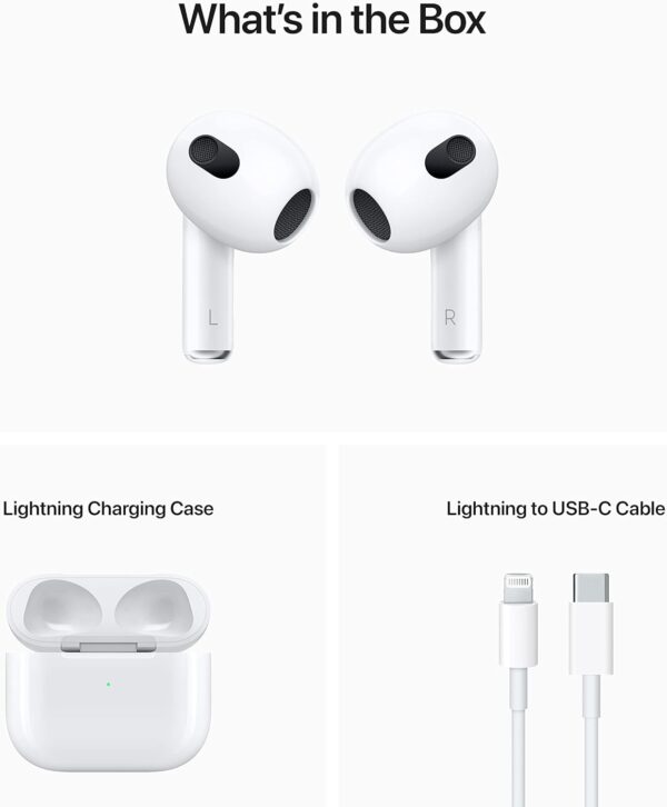 Apple AirPods (3rd Generation) Wireless Ear Buds, Bluetooth Headphones, Personalized Spatial Audio, Sweat and Water Resistant, Lightning Charging Case Included, Up to 30 Hours of Battery Life - Image 6