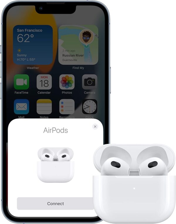 Apple AirPods (3rd Generation) Wireless Ear Buds, Bluetooth Headphones, Personalized Spatial Audio, Sweat and Water Resistant, Lightning Charging Case Included, Up to 30 Hours of Battery Life - Image 5